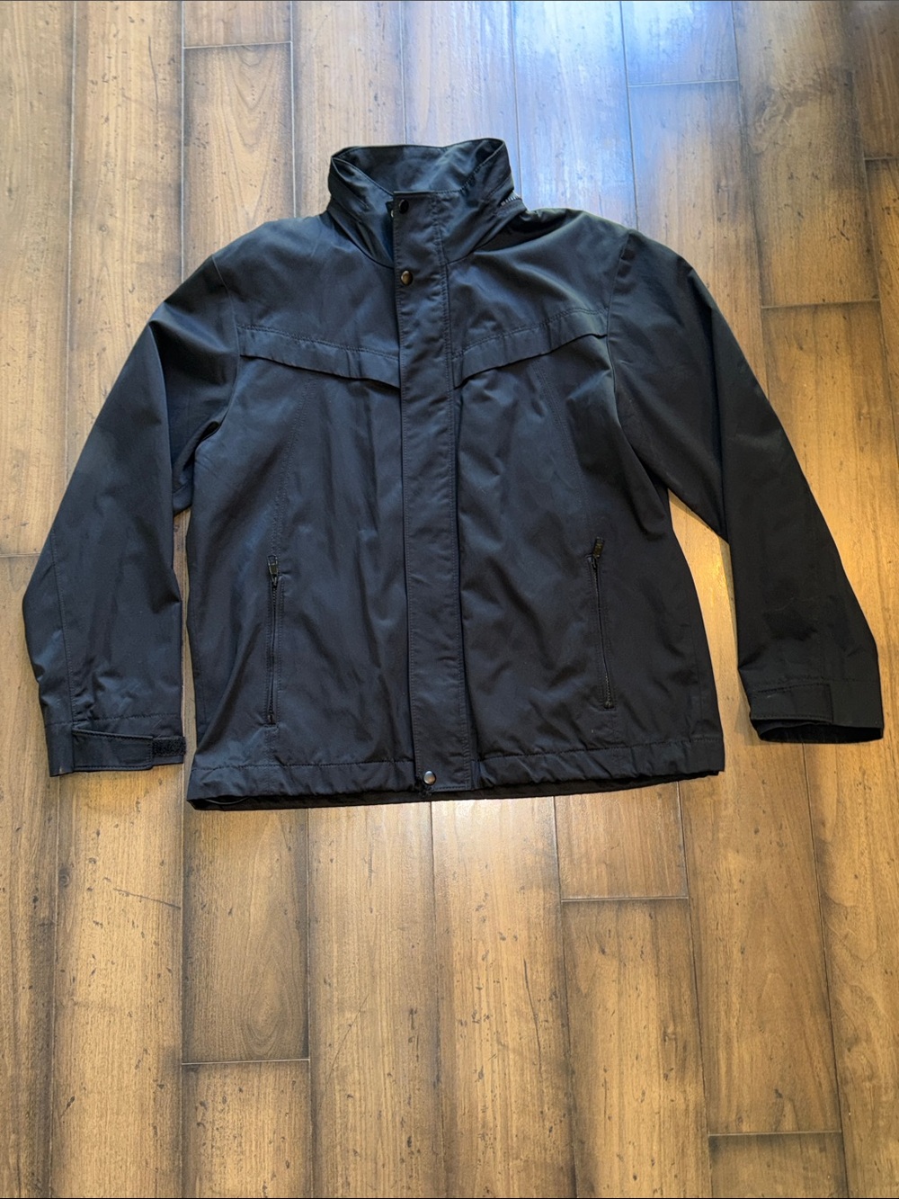 🖤Men’s Express Black Hooded Rain Jacket with Removable Fleece Vest

🧡Size Large